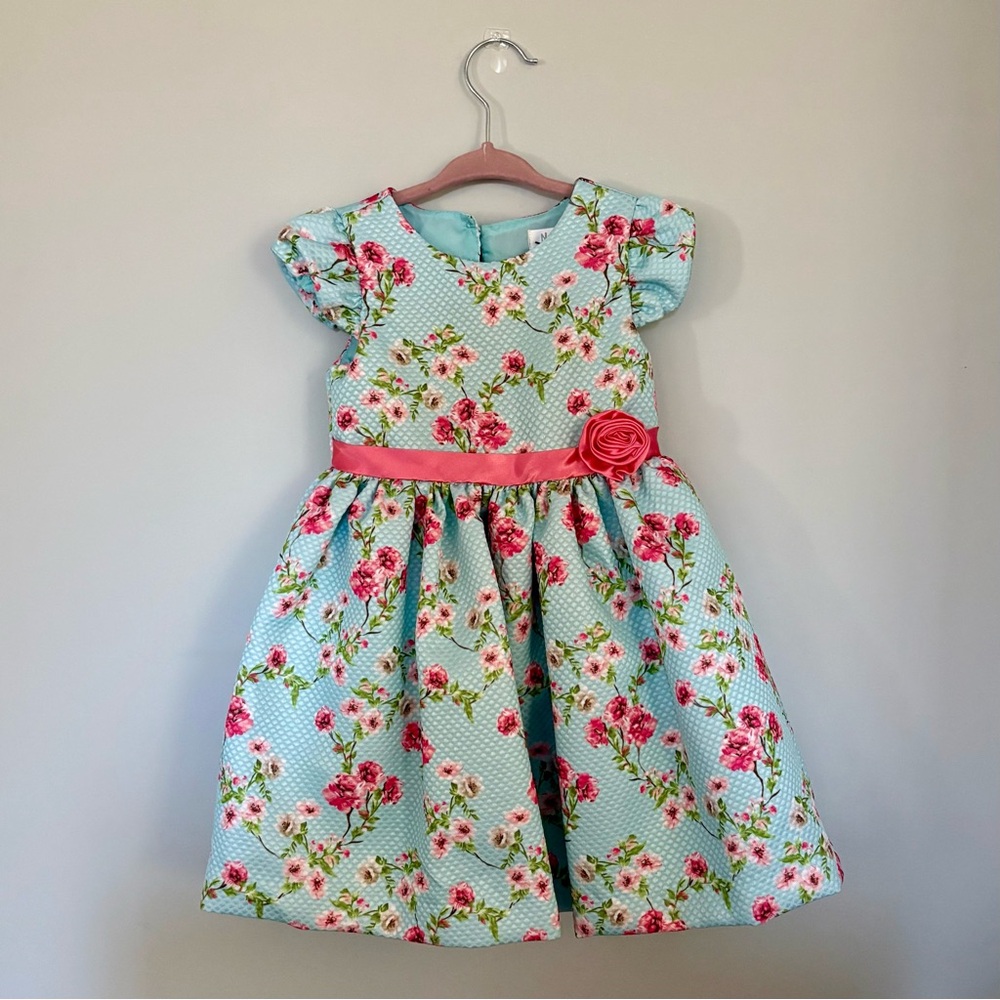 Nannette Baby Floral Easter Dress 24M Pink Blue Party Dress